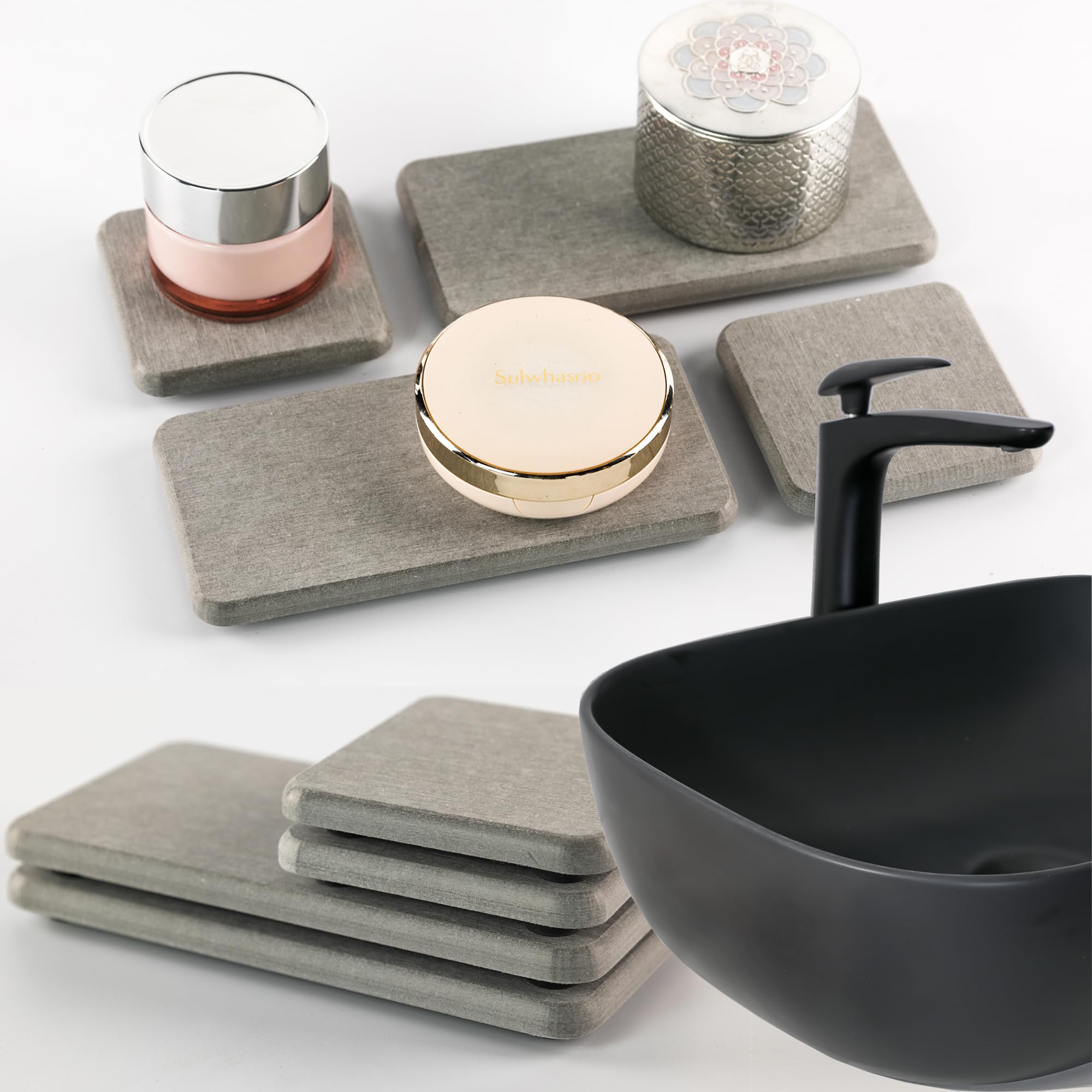 Set of 4 Water Absorbent Diatomite Coasters (4 Count)