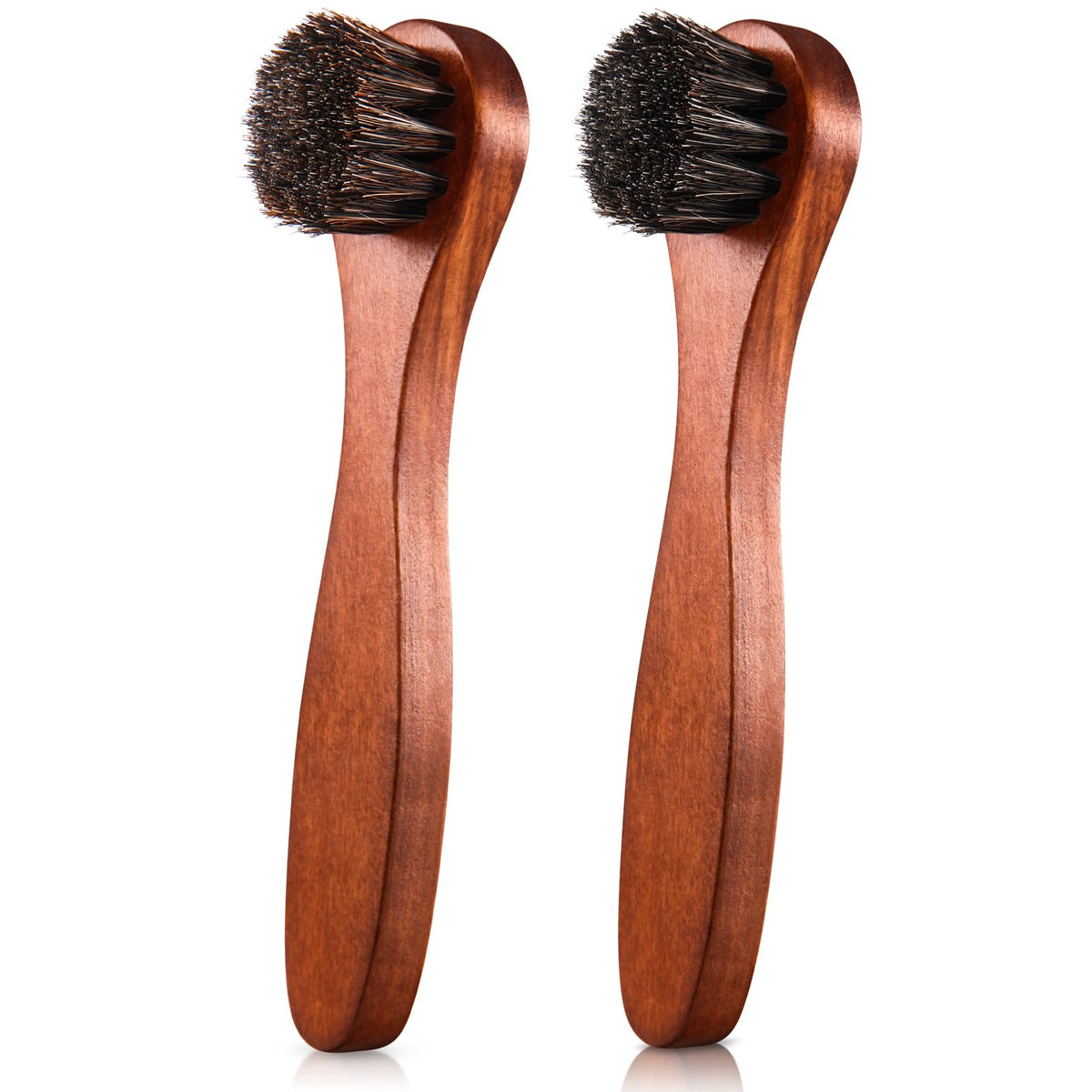 2 Pcs Horsehair Shine Shoes Brush Kit Polish Dauber Applicators Cleaning Leather Shoes Boots Care Brushes Suede Cleaner Brush (2.8 Count)