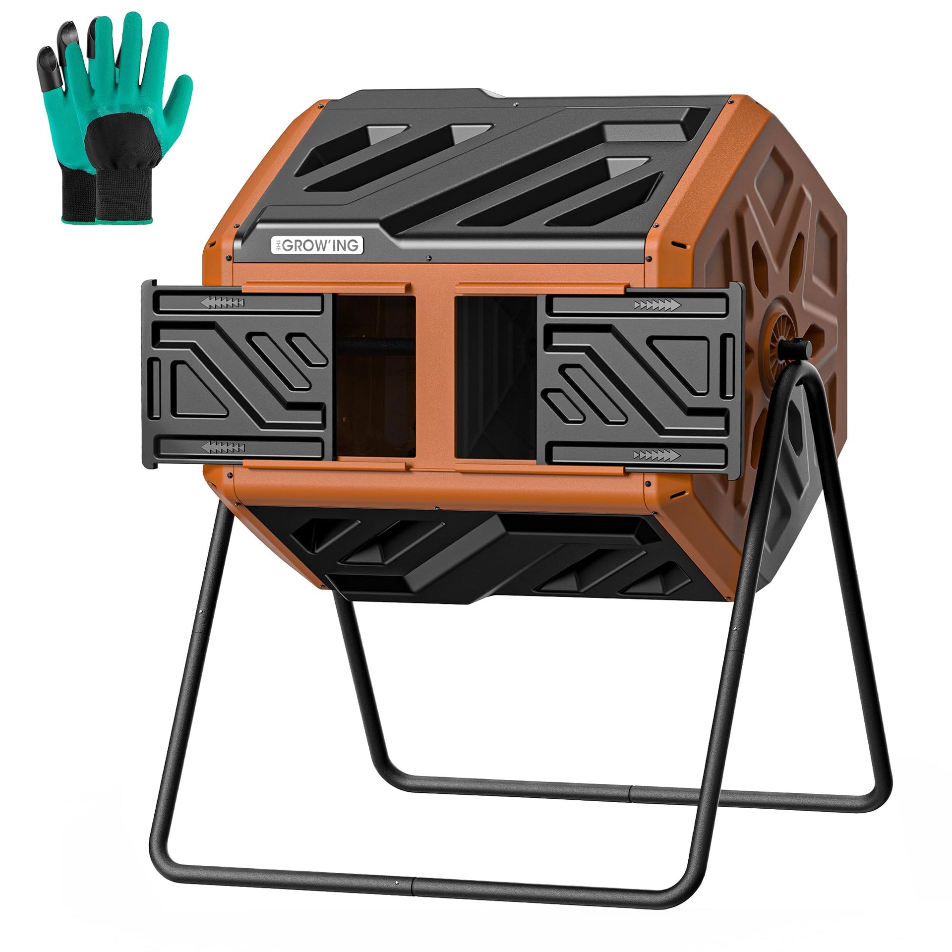 THE Growing 43 Gal Outdoor Compost Bin Tumbler for Backyard Yard