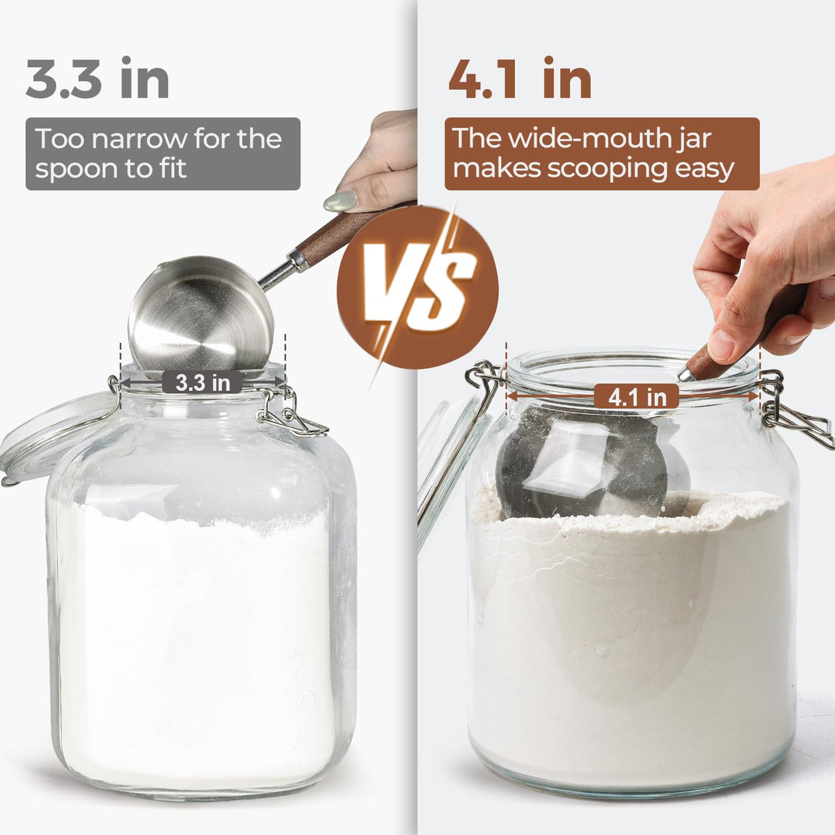 Glass Pantry Jars with Airtight Lids 0.7 Gallon 2 Pack Wide Mouth (2 Count)