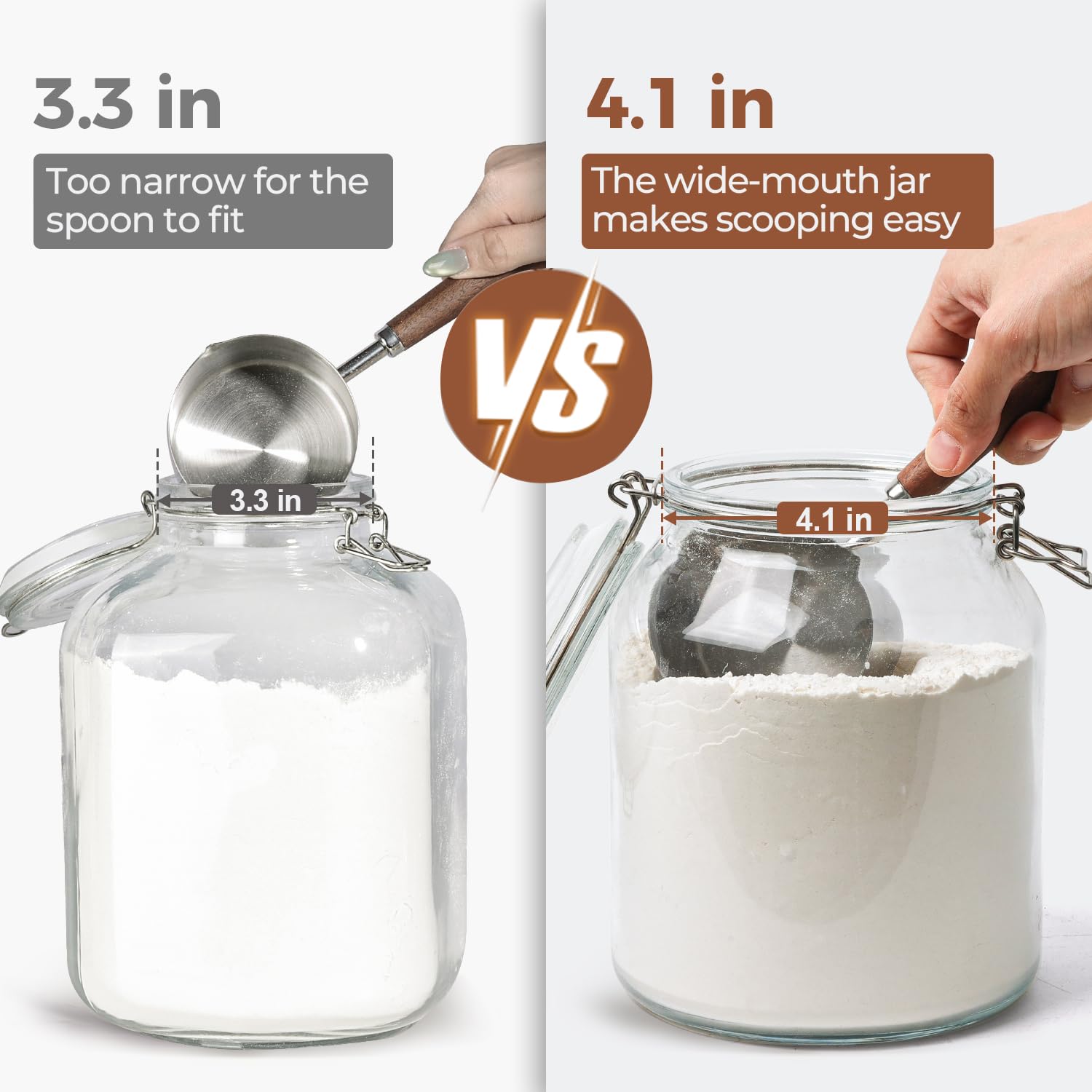 Glass Pantry Jars with Airtight Lids 0.7 Gallon 2 Pack Wide Mouth (2 Count)