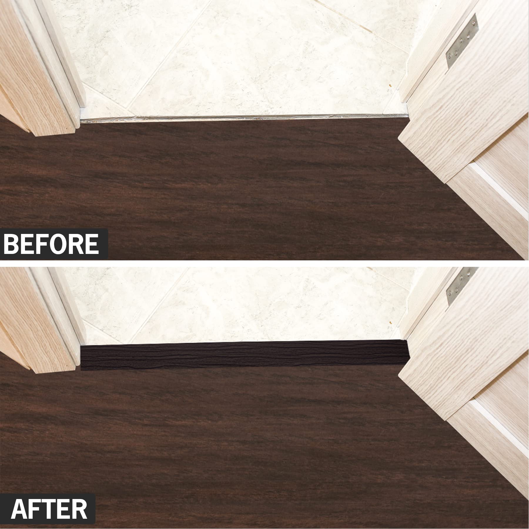 16.4Ft Floor Transition Strip Self Adhesive Vinyl Cover Floor Strip Flat Divider Transition Strip Wood Grain Design for Laminate Floor Gaps and Doorway Transitions (16.4 Foot)