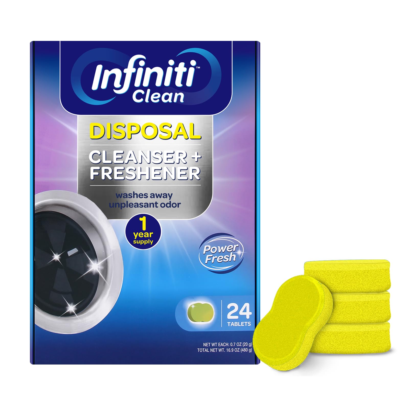Garbage Disposal Cleaner and Deodorizer Tablets (24 Count)