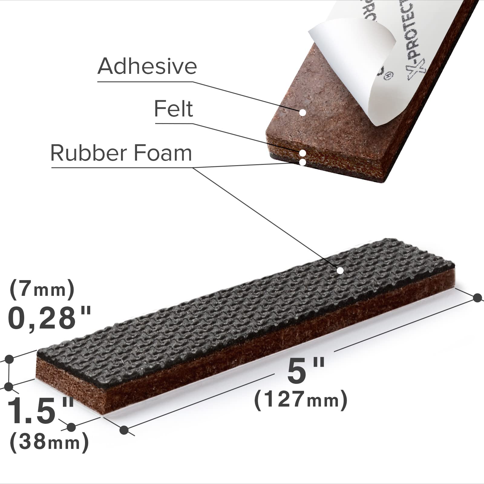 Non Slip Furniture Pads 8 PC 1.5”x 5” Rubber Furniture Grippers (8 Count)