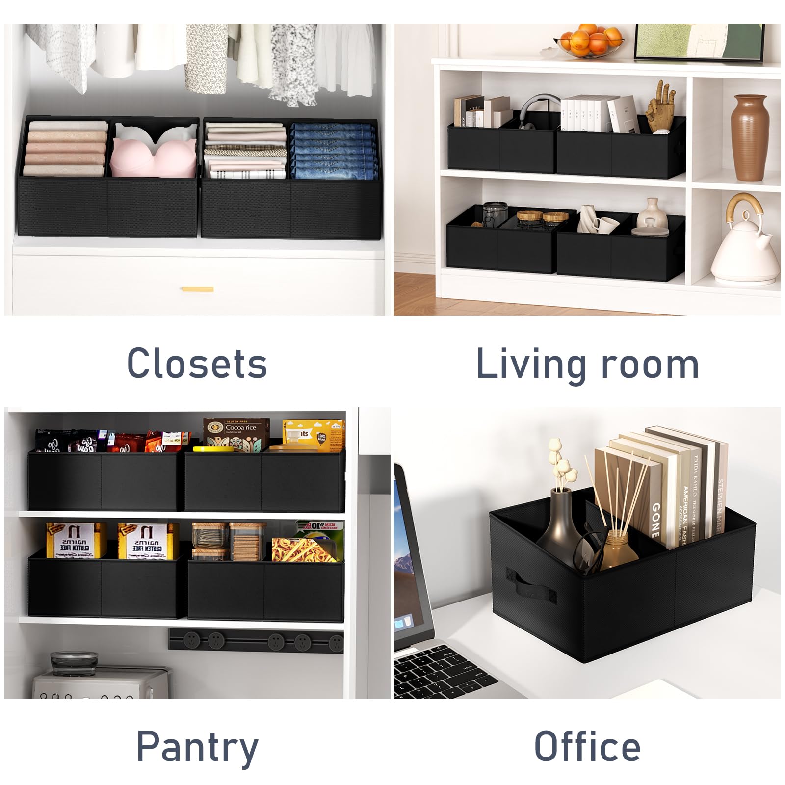 Large Closet Shelf Organizer Bins 8 Packs with Handles and Divider (8 Count)