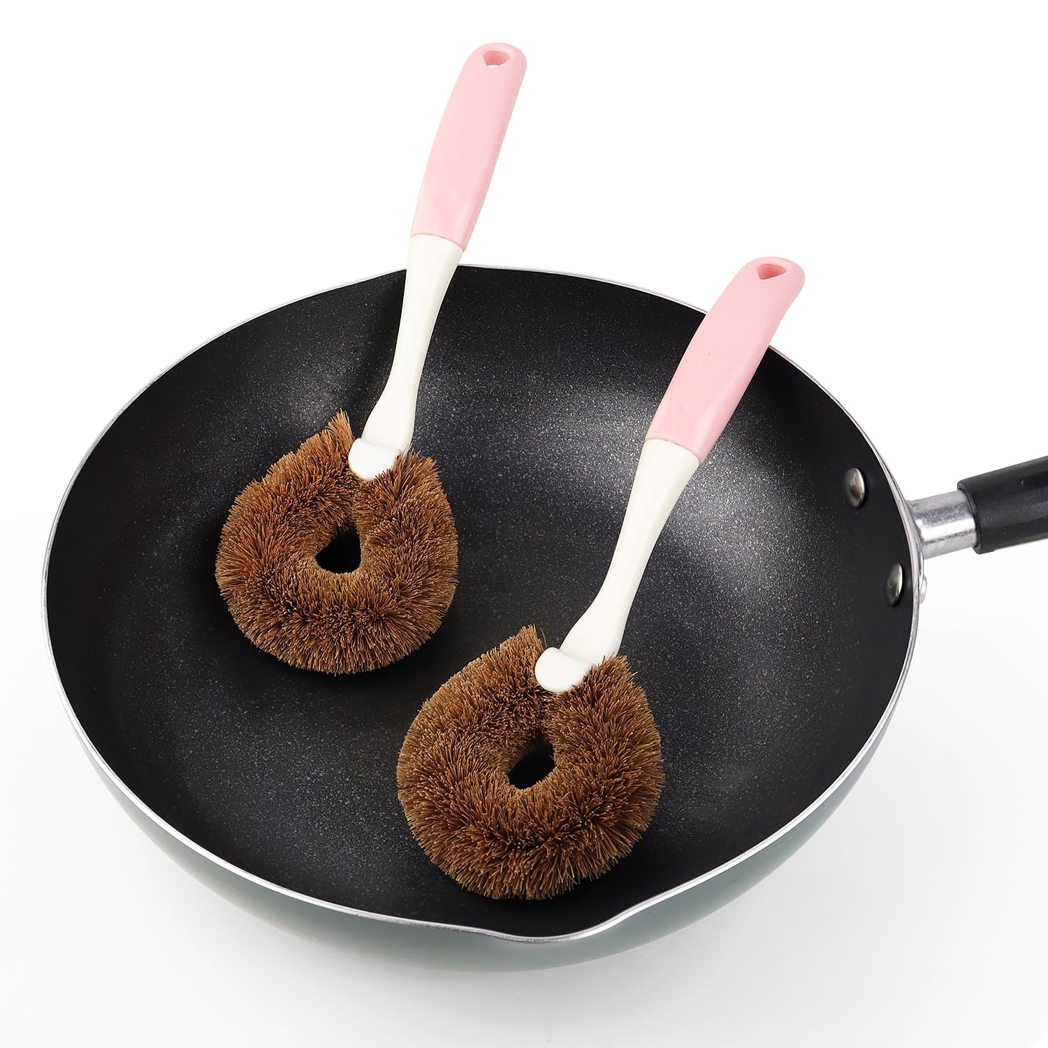 2 Pack Kitchen Scrub Brushes for Cleaning Dish Brush with Handle for Pans (2 Count)