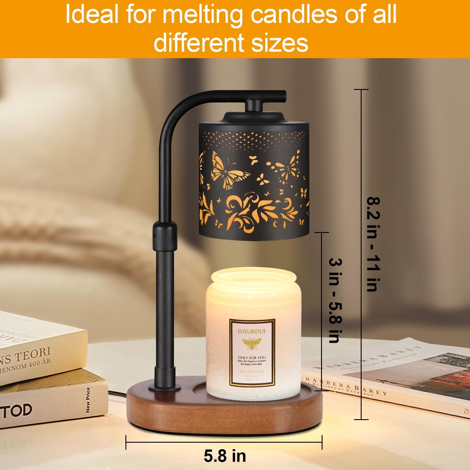 Butterfly Candle Warmer Lamp with Timer Birthday Gifts for Women Mom