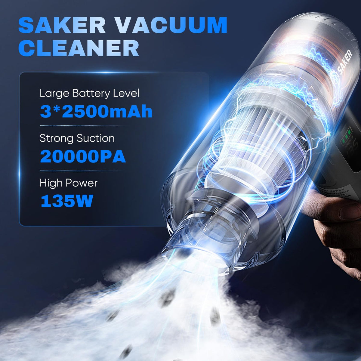 4 in1 Handheld Car Vacuum Portable Cordless 20000Pa HL157 Silver