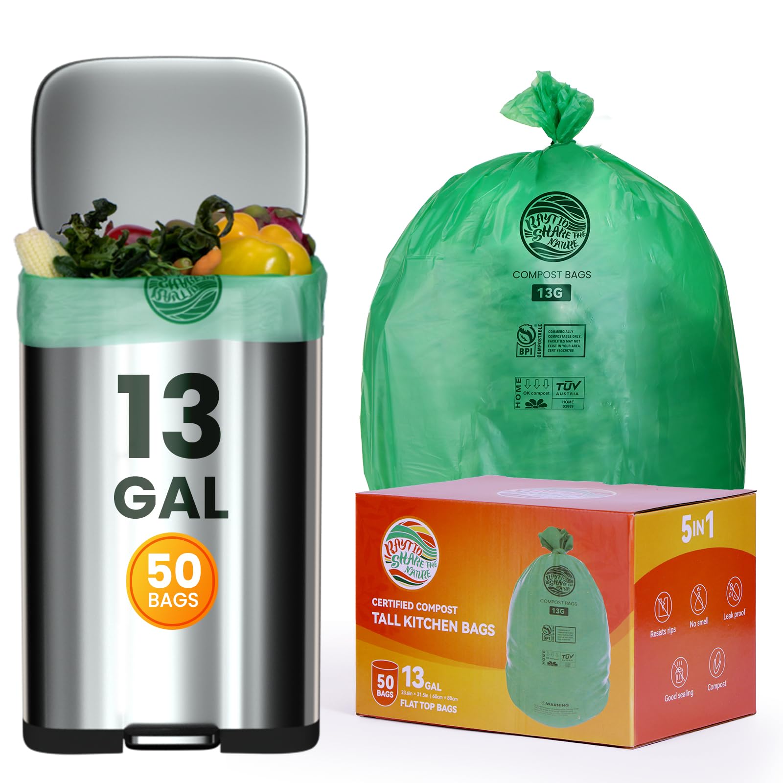 Trash bags 13+ gallon tall kitchen (50 Count)