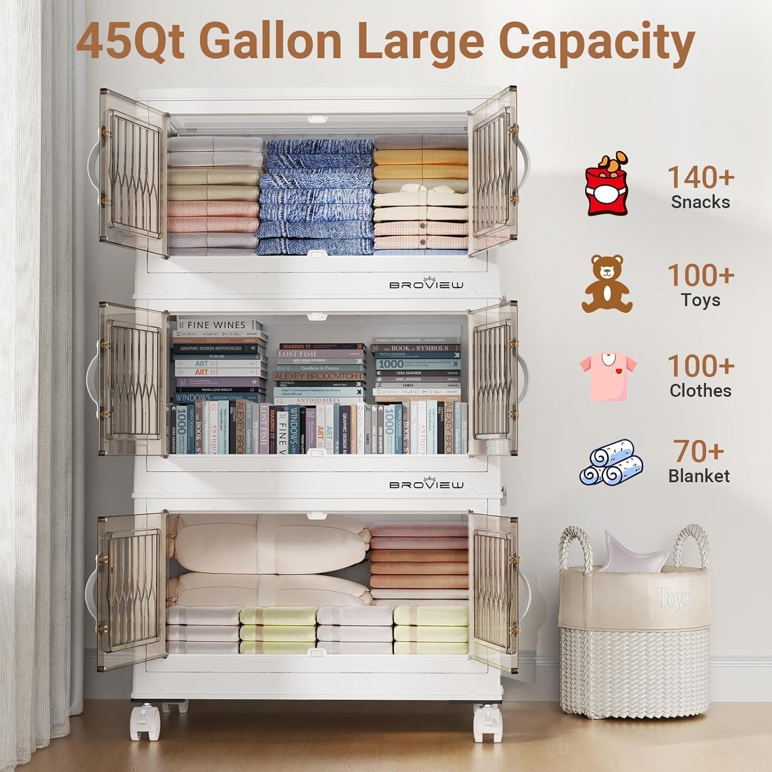 180Qt Stackable Storage Bins with Lid (4 Count)
