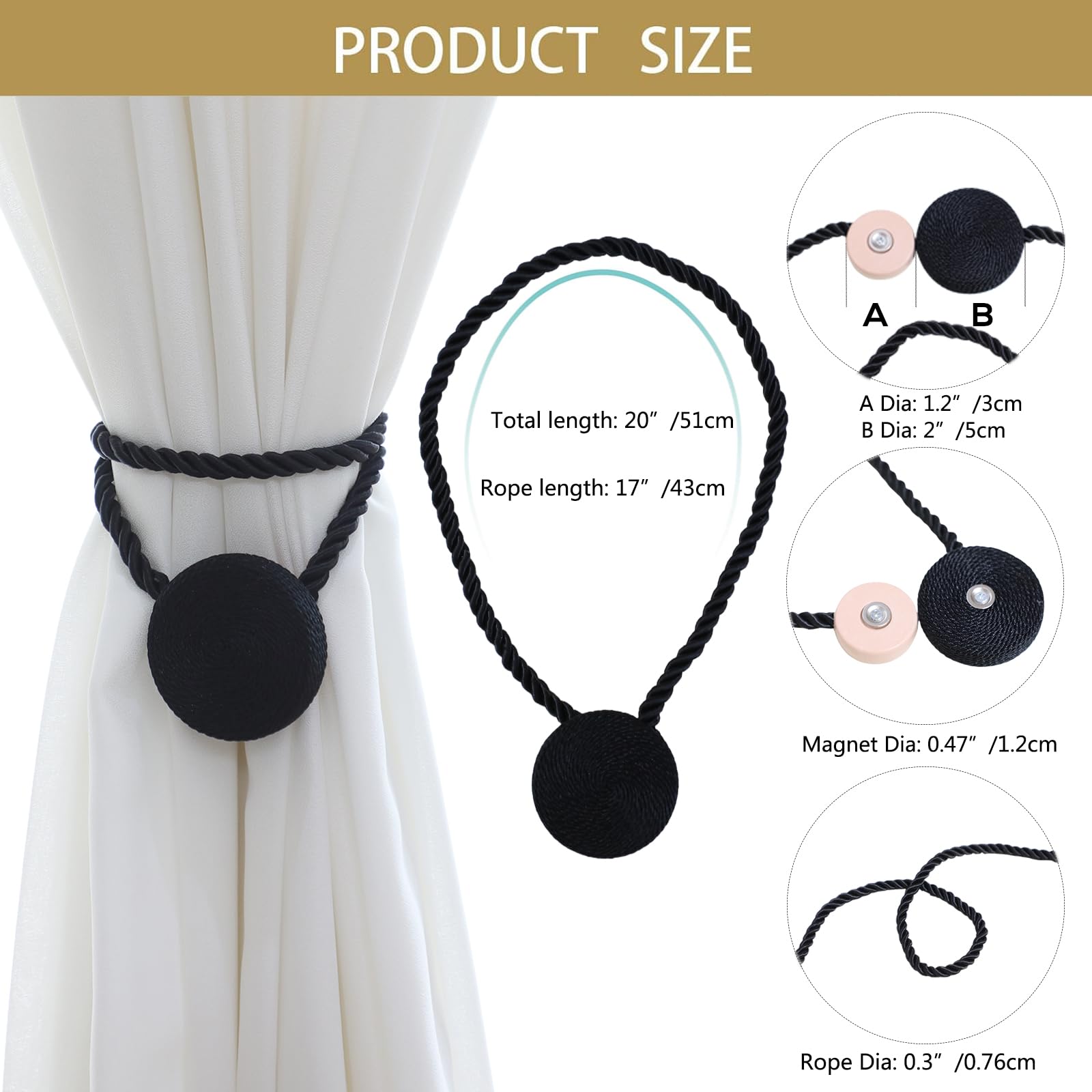 Magnetic Curtain Tiebacks (4 Count)