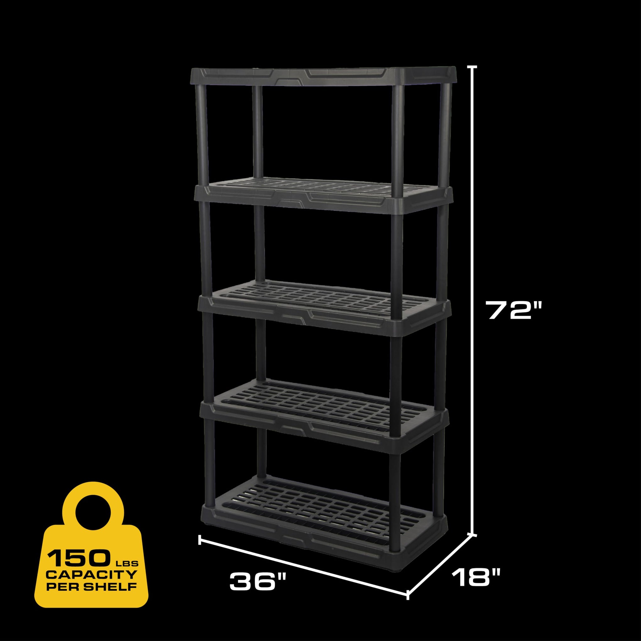 5 Tier Heavy Duty Plastic Storage Shelves for Garage (2 Count)