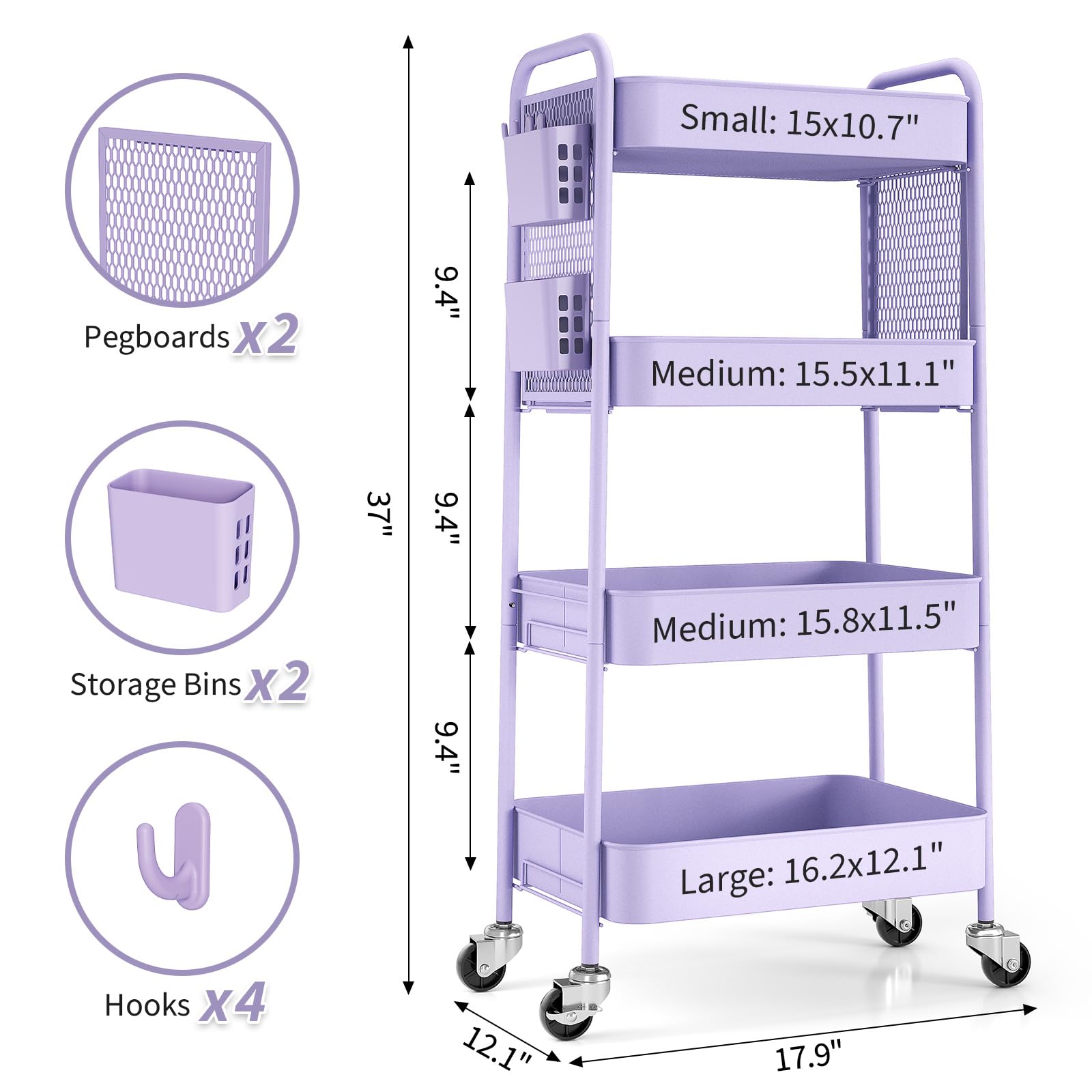 4 Tier Rolling Cart