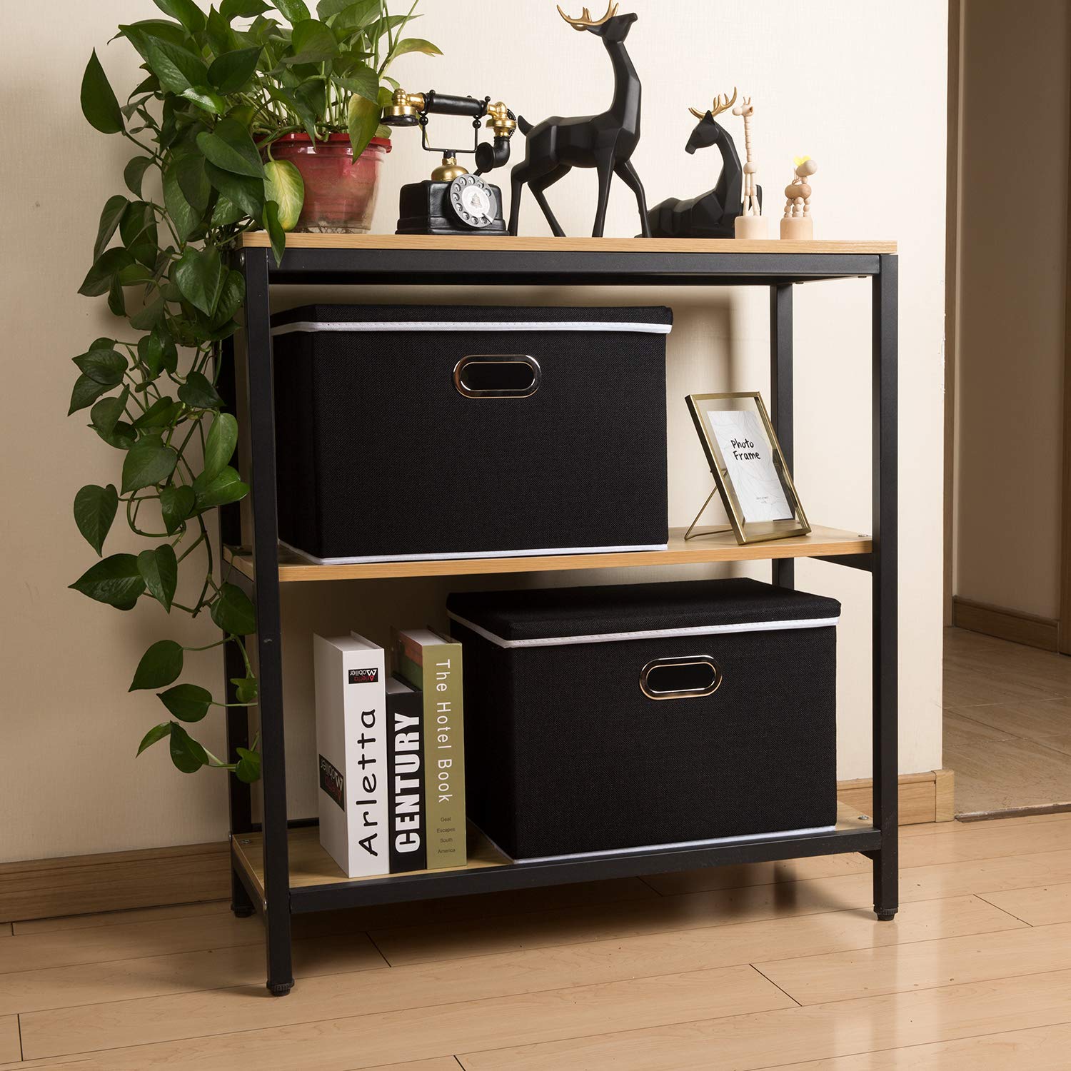 Large Foldable Storage Boxes with Lids [5 (5 Count)