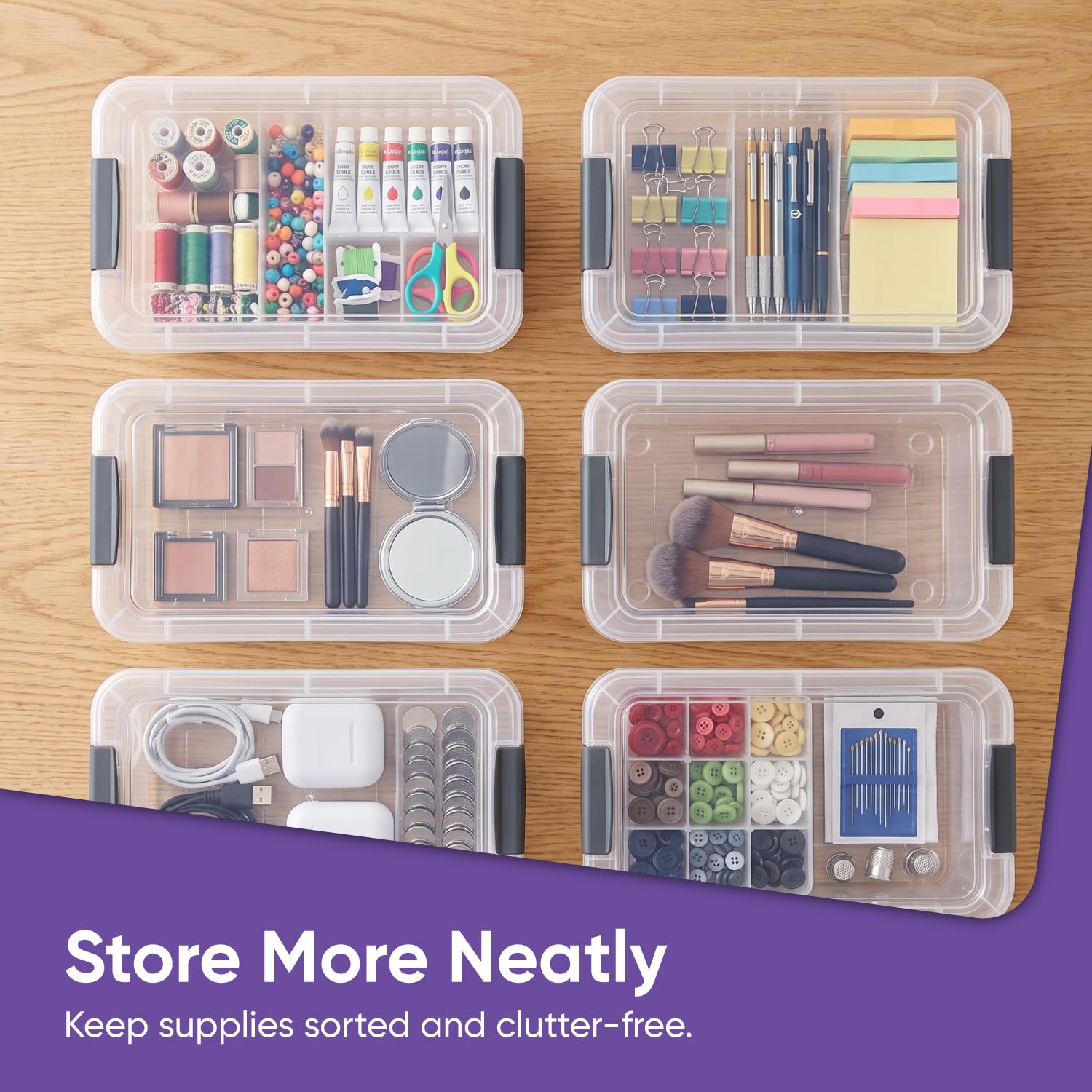 Clear Storage Boxes with Lids (5 Count)