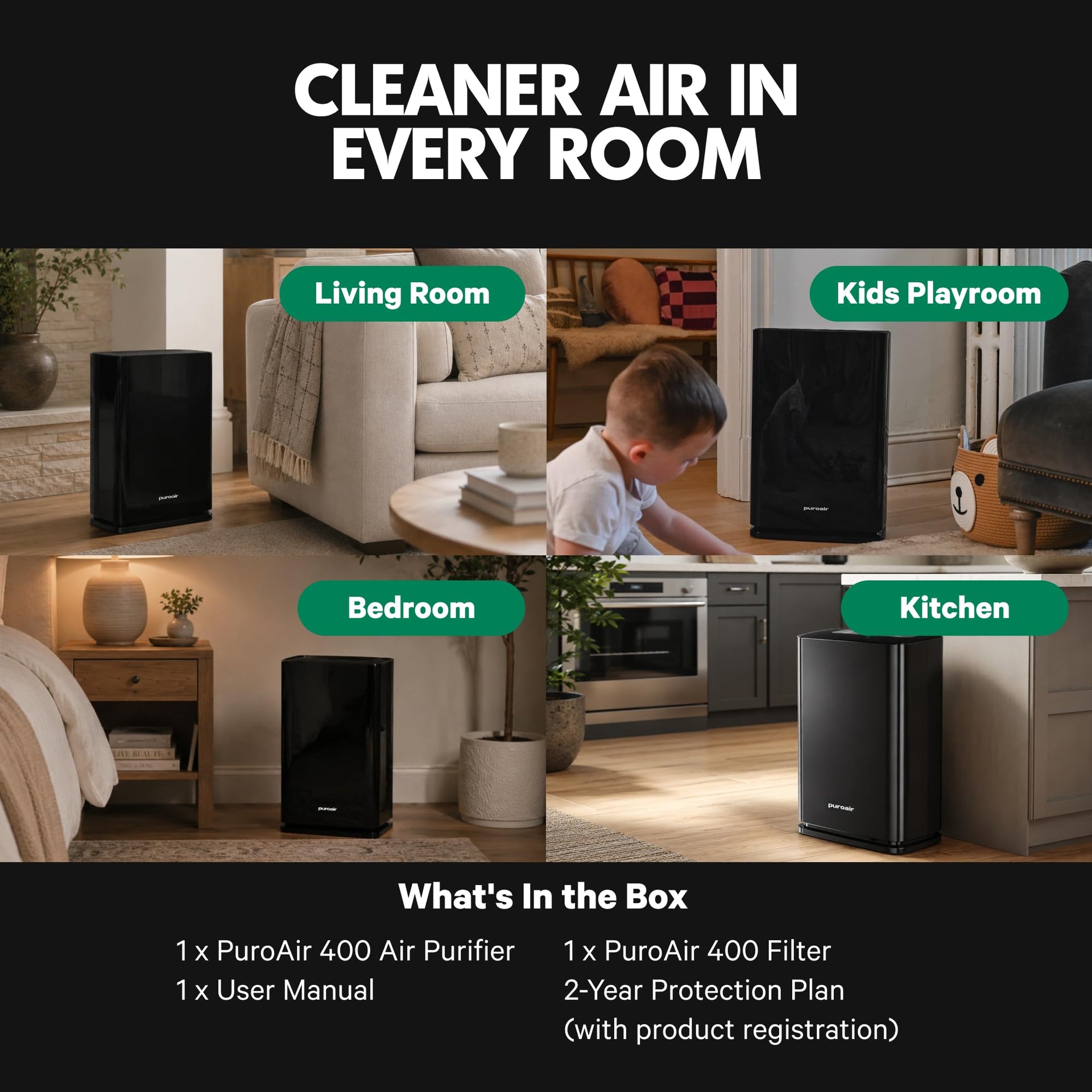 400 HEPA Air Purifier Large Room Air Cleaner up to 2