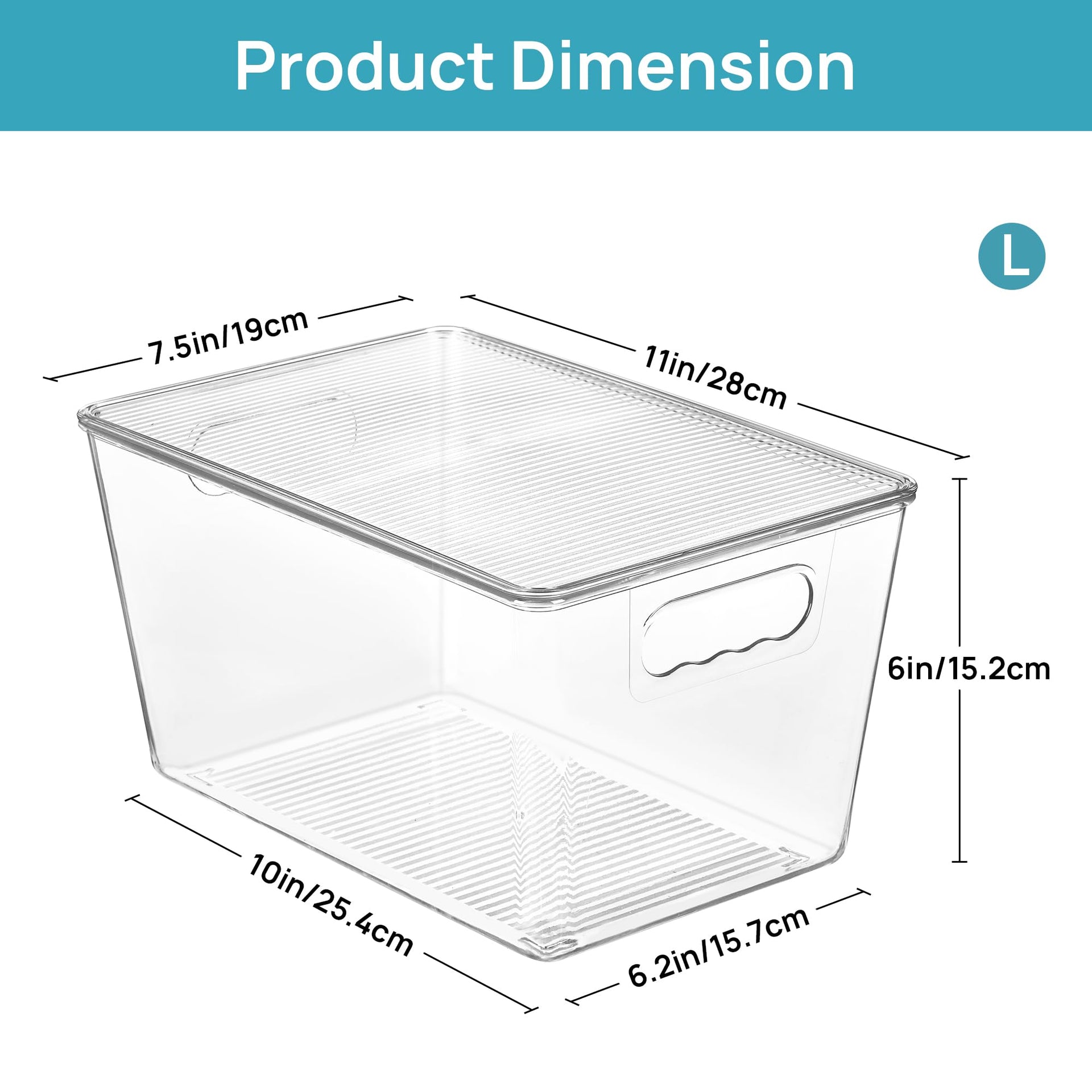 6 Pack Clear Stackable Storage Bins with Lids and Handles (6 Count)