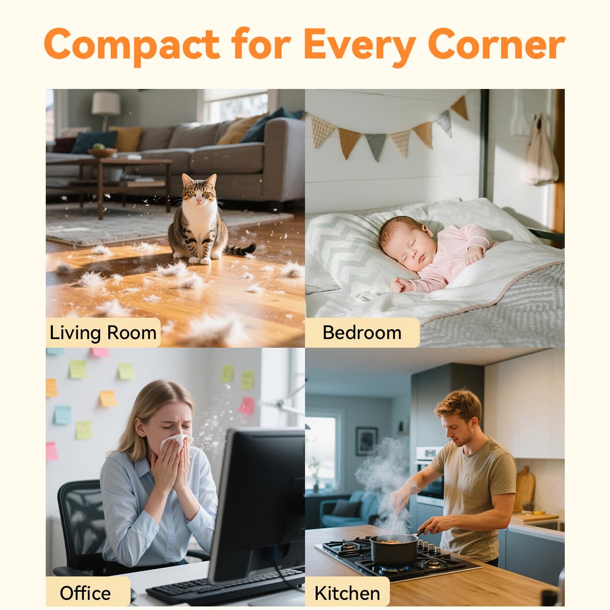 Air Purifier Negative Oxygen Ion for Home HEPA Filter 5 Layers Filtration 3 Fan Modes Purifiers Ultra Quiet 20dB Sleep Mode 12 Color Lights 10 Brightness 3 Timers Adjustable for Bedroom Office