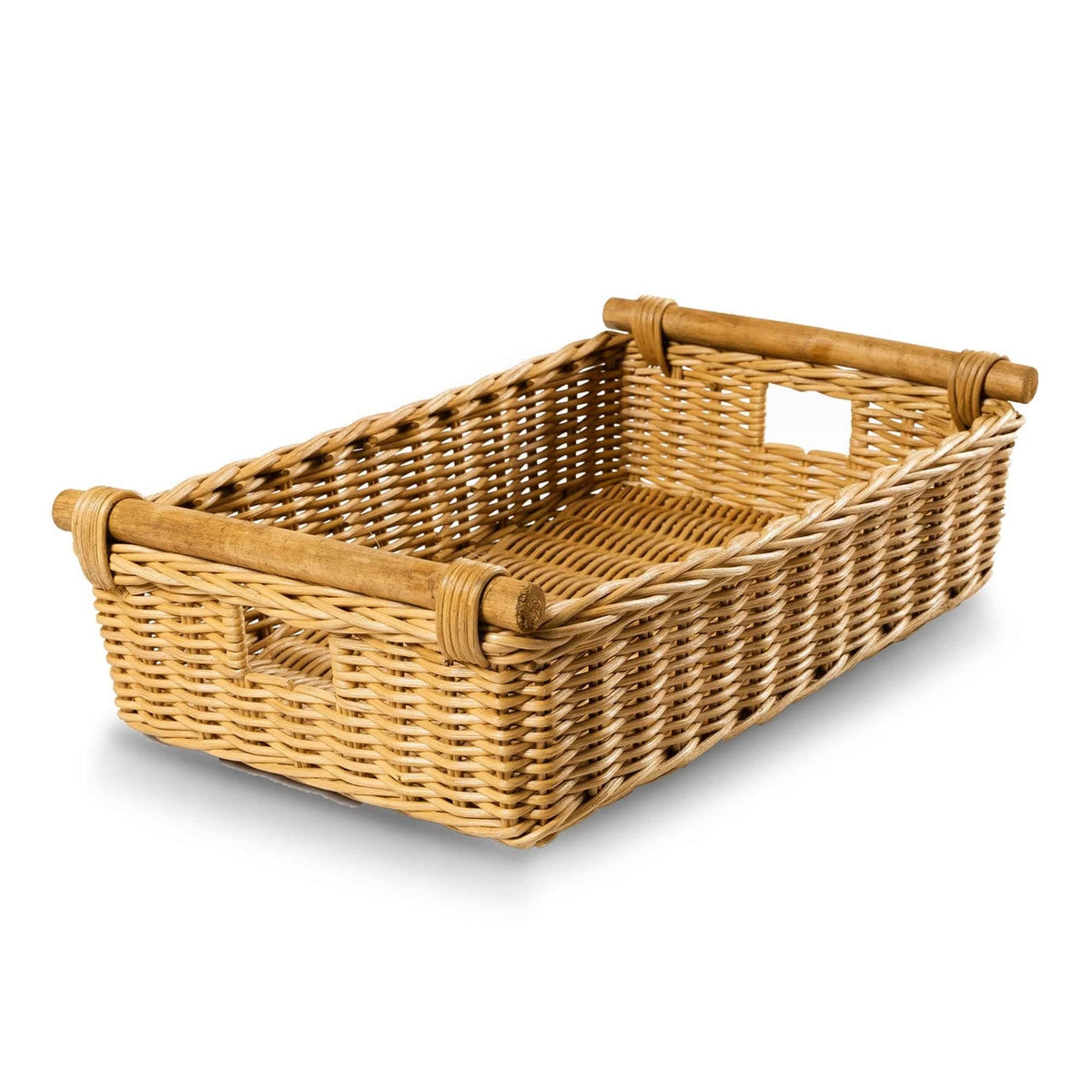 Low Pole Handle Wicker Storage Basket