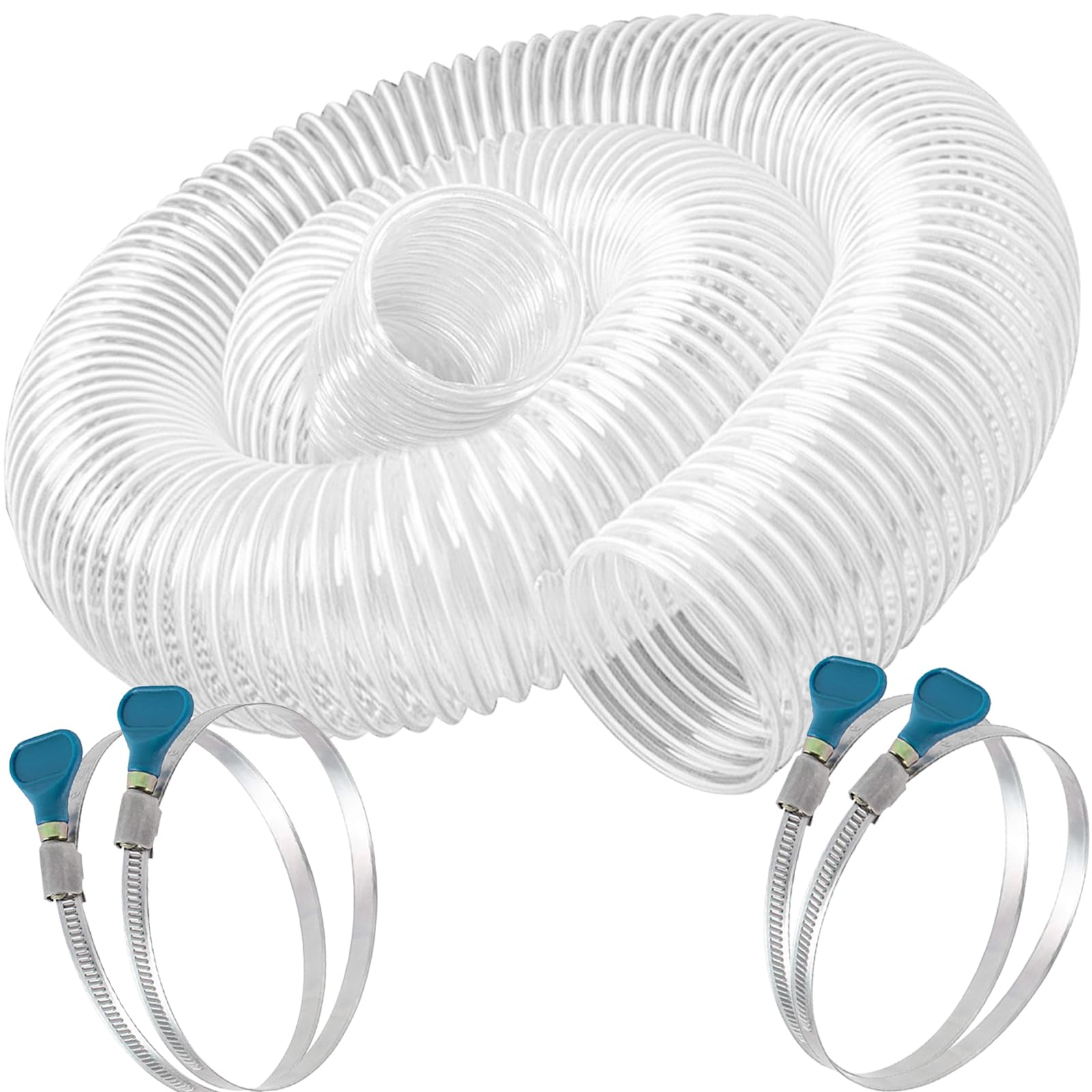 4"x10' PVC Dust Collection Hose with 4 Stainless Clamps for Woodworking