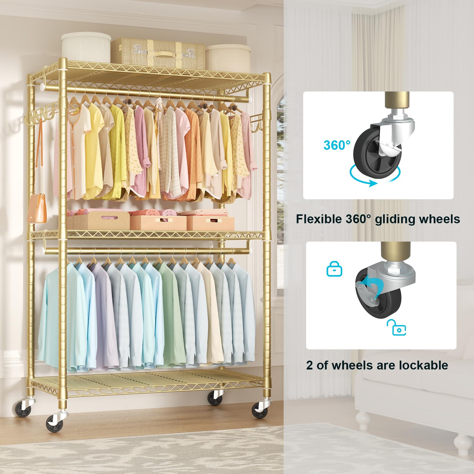 P1 Plus Rolling Clothes Rack