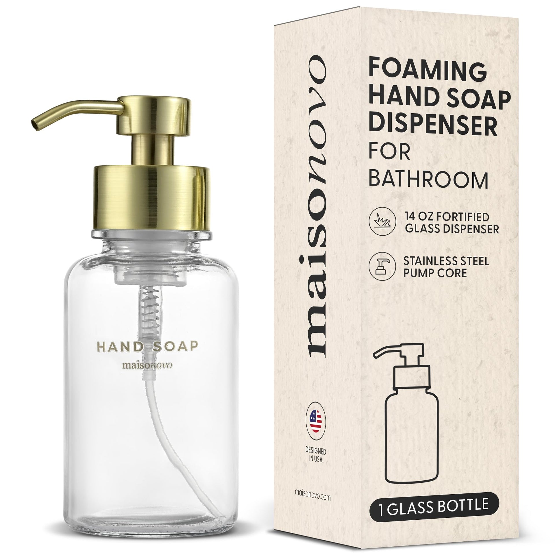 Glass Foaming Hand Soap Dispenser 14 Oz