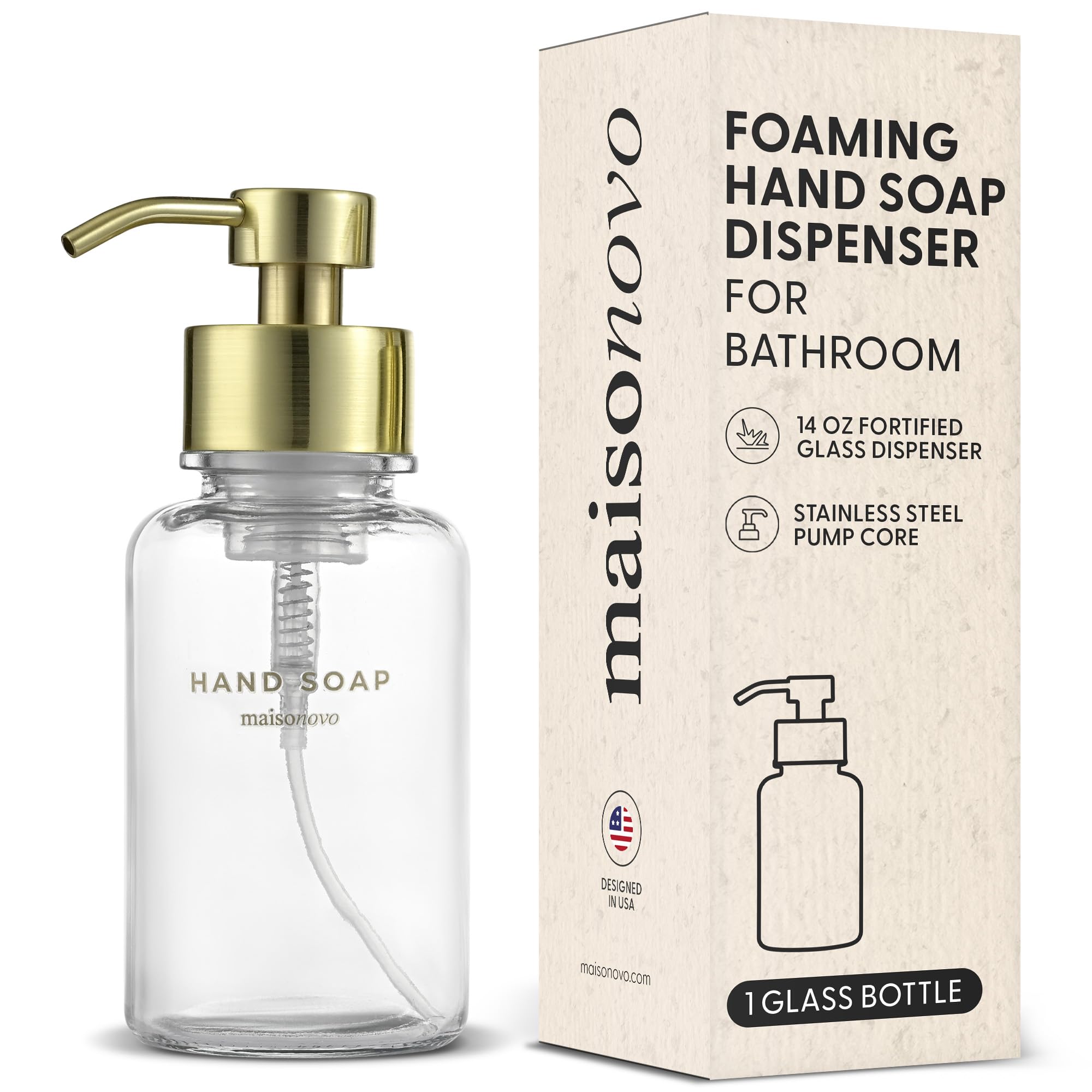 Glass Foaming Hand Soap Dispenser 14 Oz