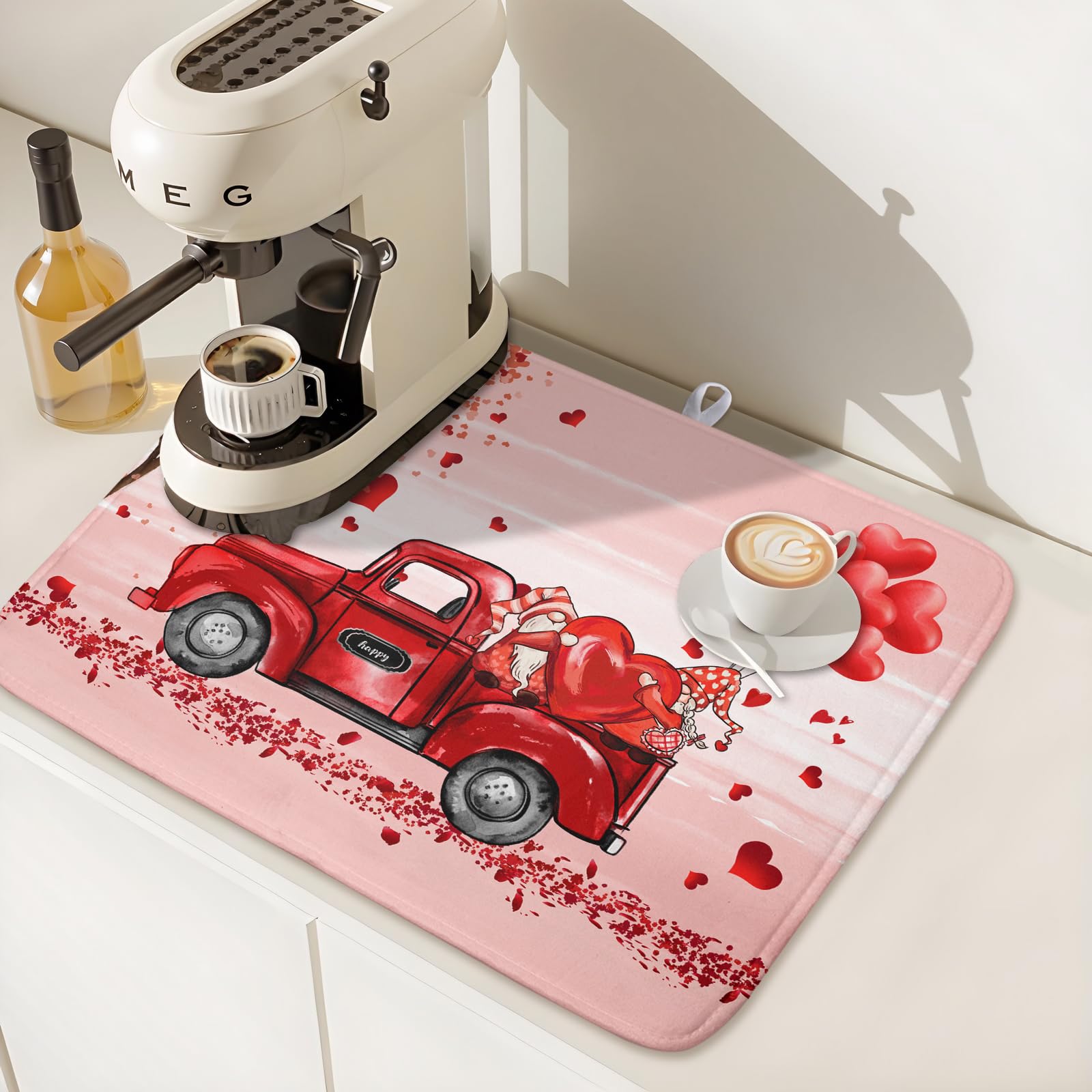 Valentine's Love Truck Dish Drying Mat