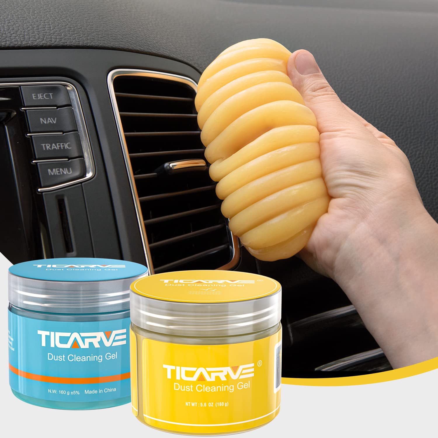 2Pack Cleaning Gel for Car Putty Car Cleaning Auto Gel Detail Tools Car Interior Cleaner Universal Dust Removal Gel Car Vent Cleaner Keyboard Cleaner Blue Yellow