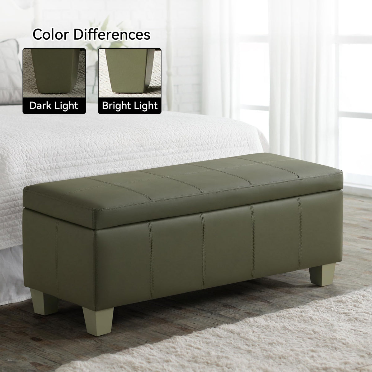 41" Faux Leather Storage Ottoman