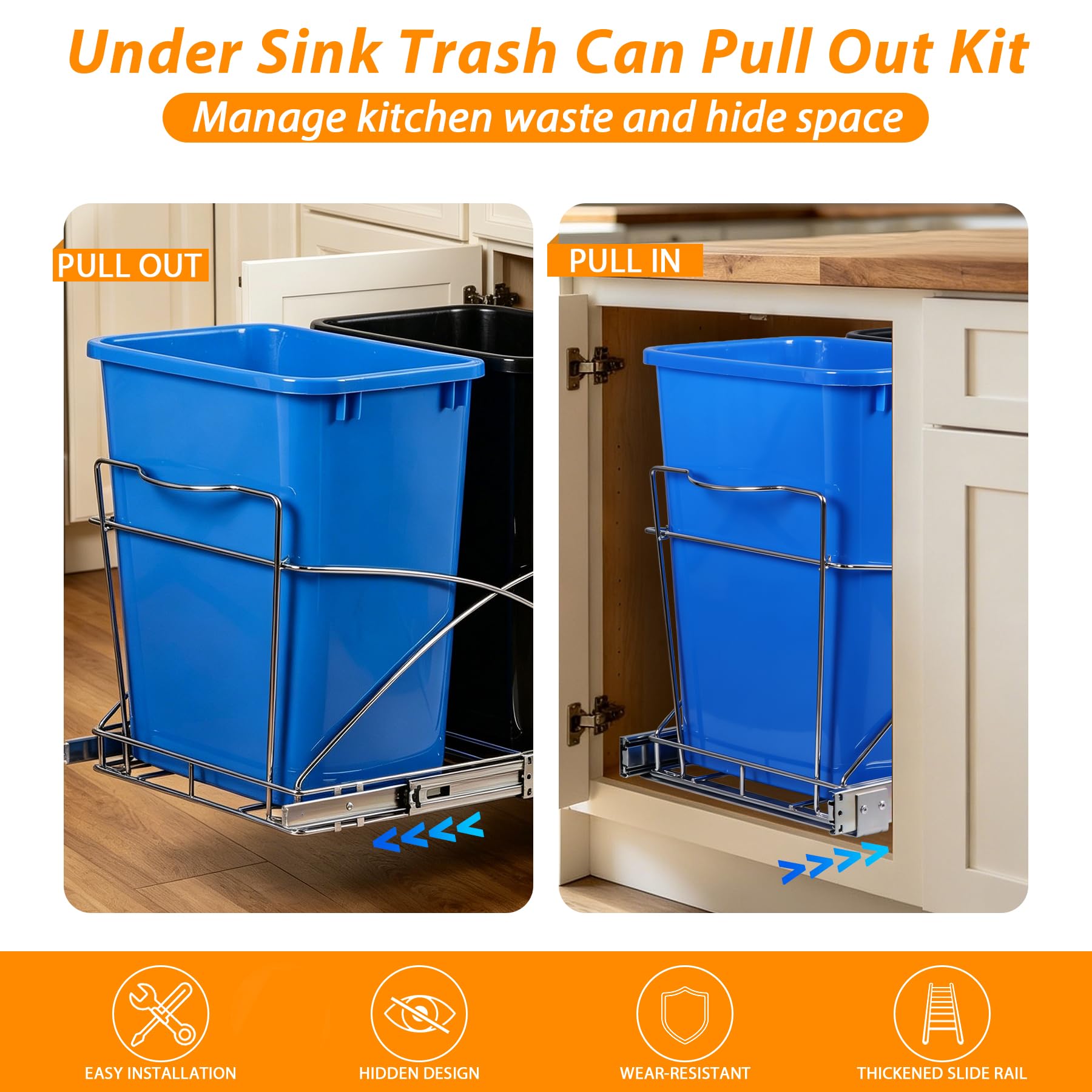 Double Pull Out Trash Can for Kitchen Cabinets 35