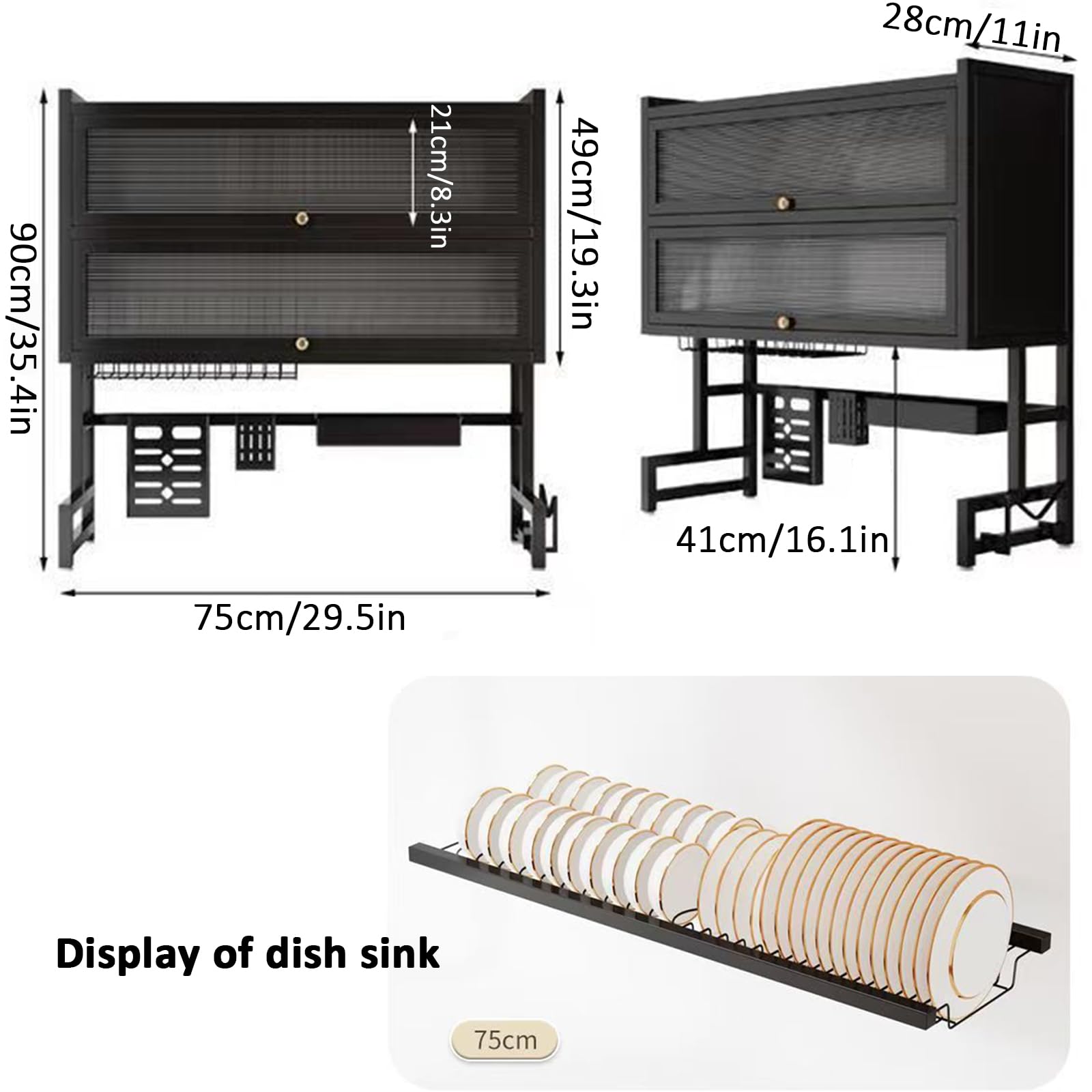 Dish Drying Rack 4 Tiers with Cover (29.99 inch(es))