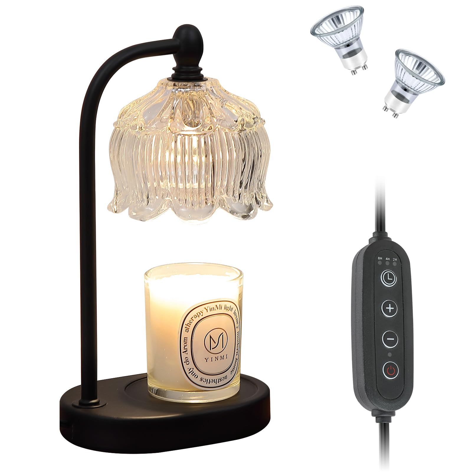 Black Candle Warmer Lamp with Timer and Dimmer