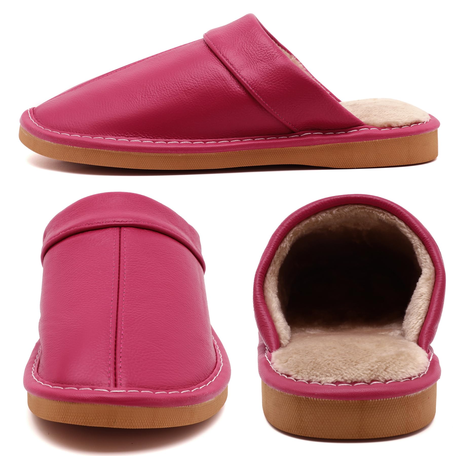 Genuine Leather Slippers for Women Men