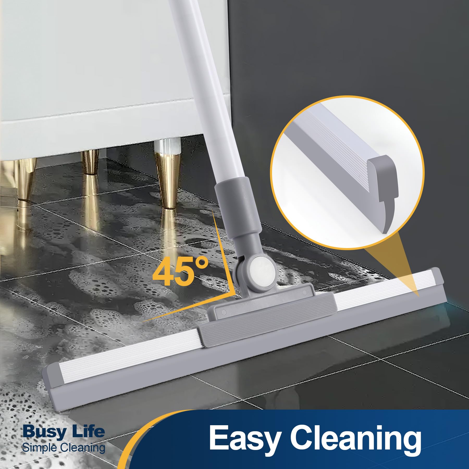Rubber Floor Squeegee Broom TPR Blade Adjustable Scrubber Squeegee