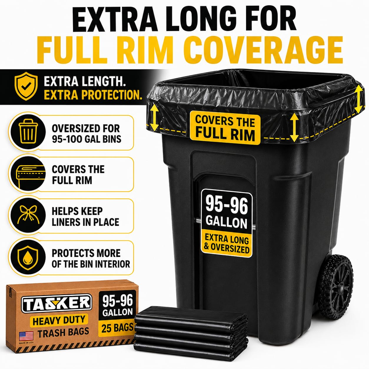 95 96 Gallon Trash Bags Heavy Duty (25 Count)