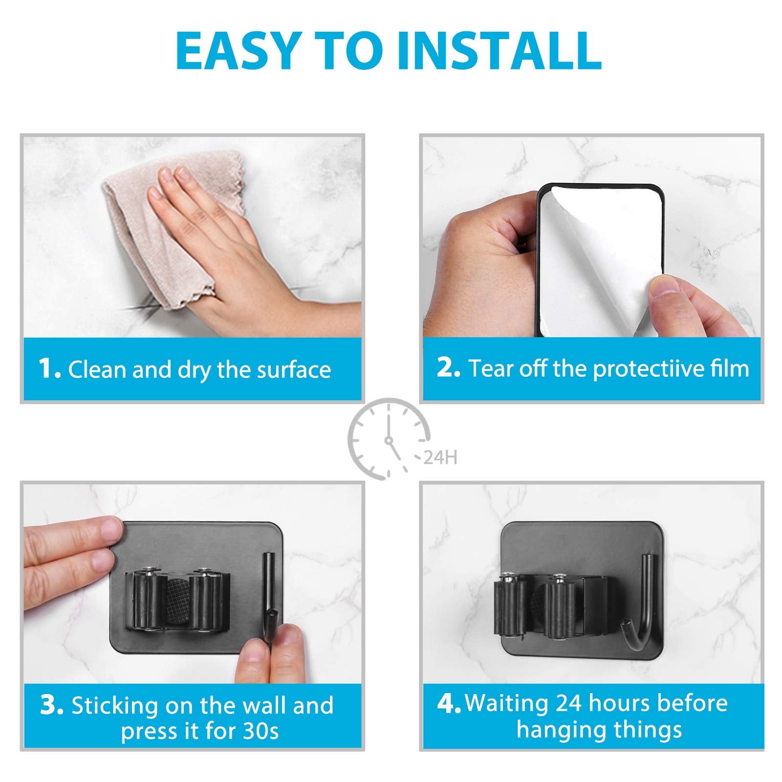 Broom Holder Wall Mount 4Pcs
