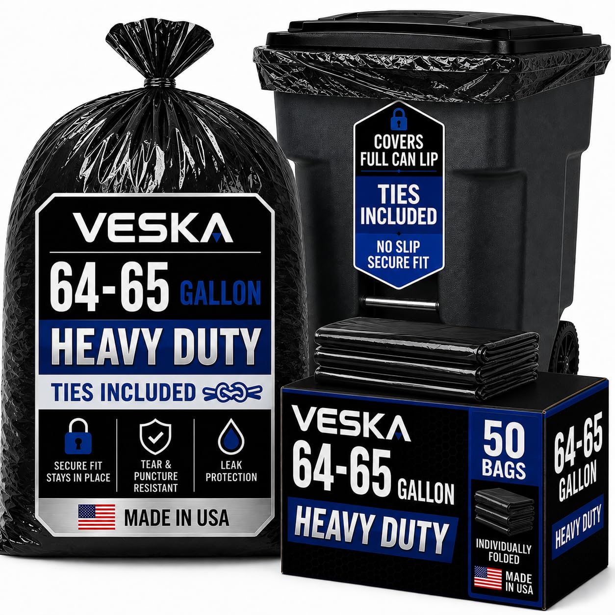 65 Gallon Trash Bags for Toter (50 Count)