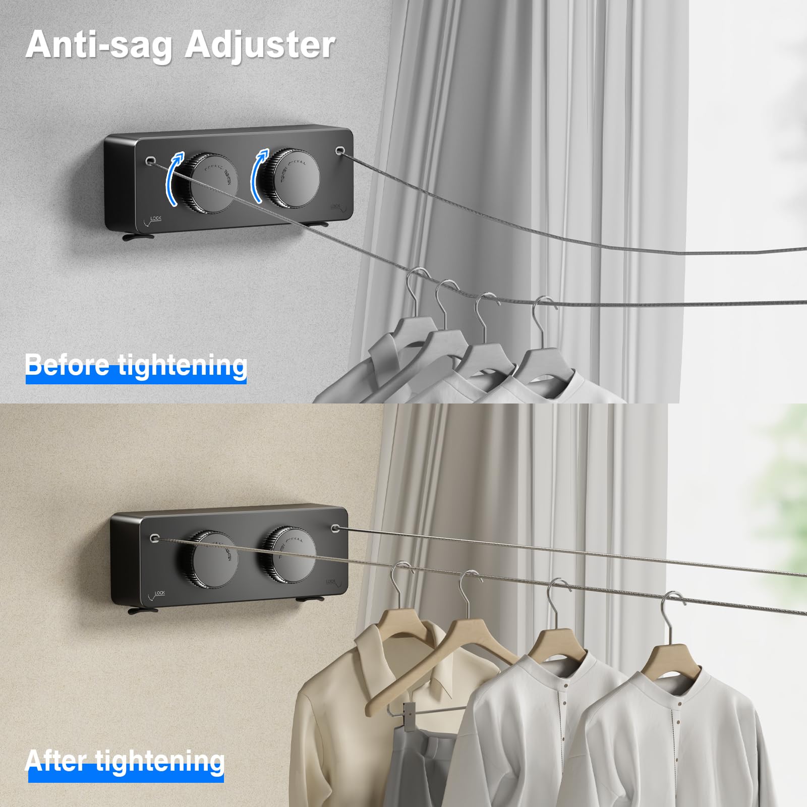 Retractable Twin Clothesline Indoor (27.6 Foot)