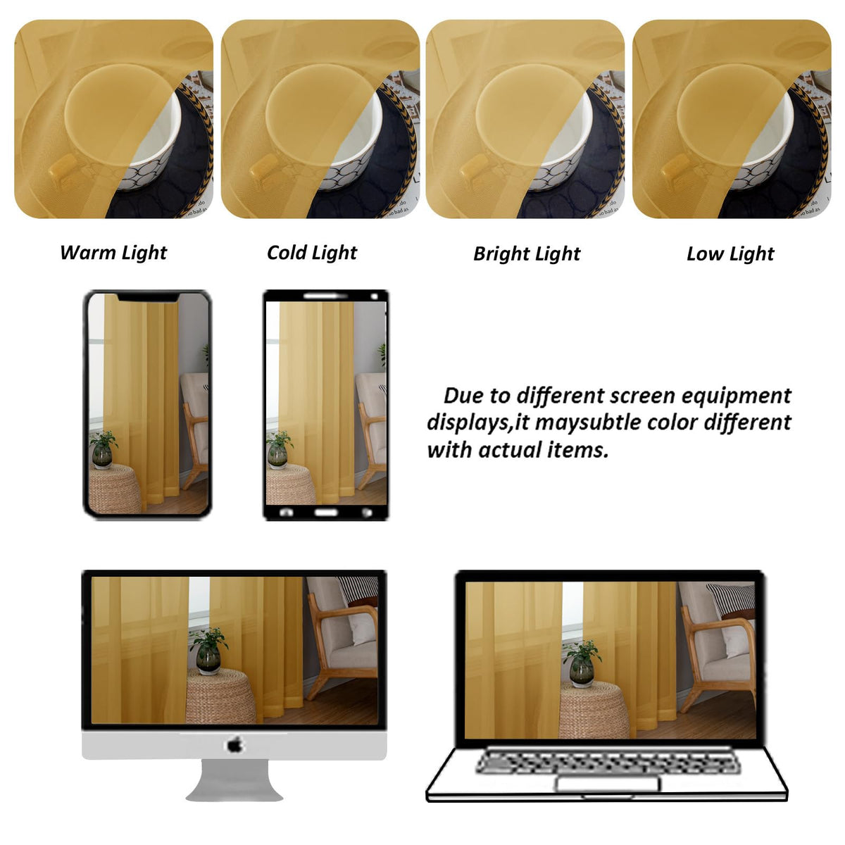 Gold Sheer Valances for Windows (2 Count)