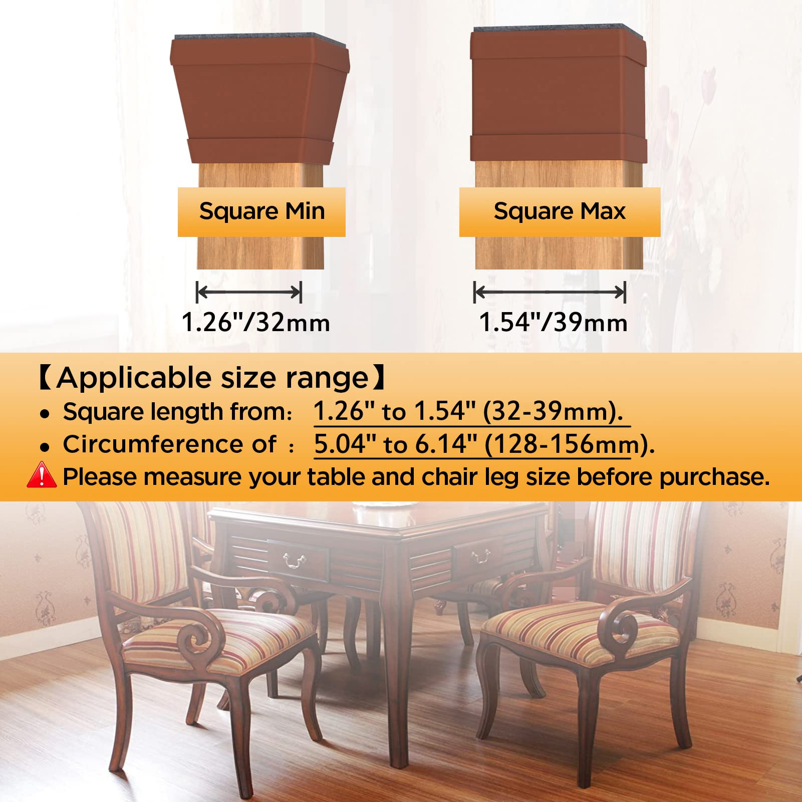 16 PCS Square Chair Leg Floor Protector (16 Count)
