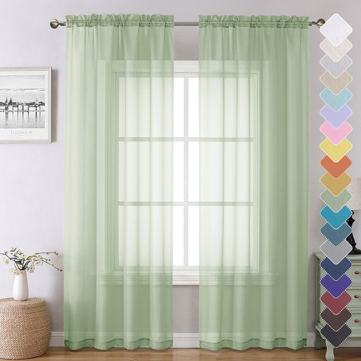 Light Green Sheer Curtains 84 Inches Long