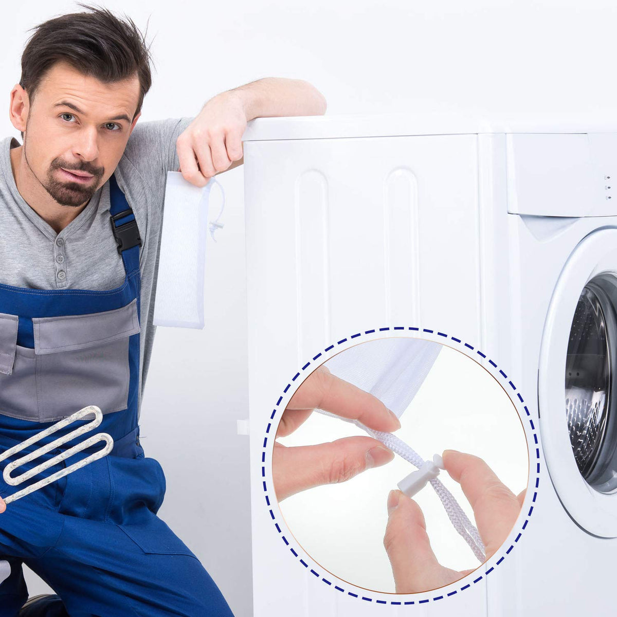 24 Pieces Lint Traps for Washing Machine Drain Hose Nylon Mesh