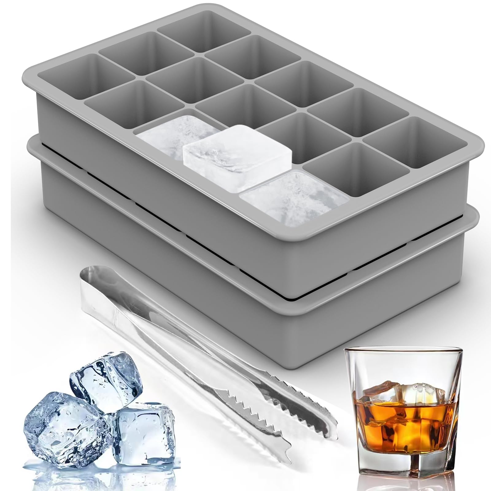Silicone Ice Cube Trays for Freezer Set of 2