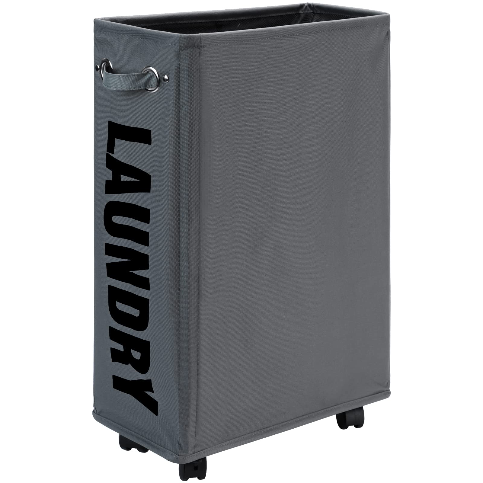 25" Slim Rolling Laundry Basket Hamper