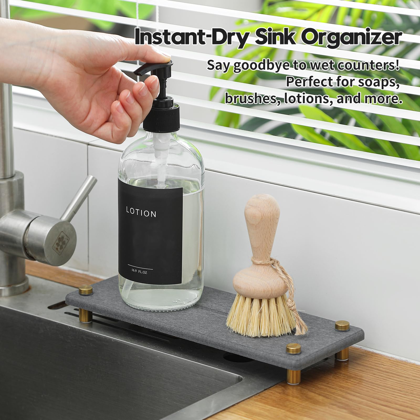 Kitchen Sink Caddy Water Absorbing Stone Drying Tray