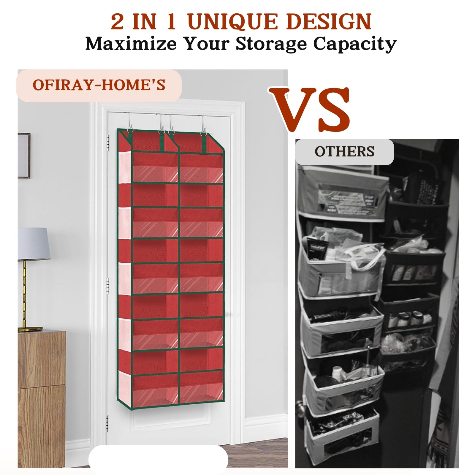 Over The Door Organizer 5 Tiers Extra Large Behind Door Storage of 10