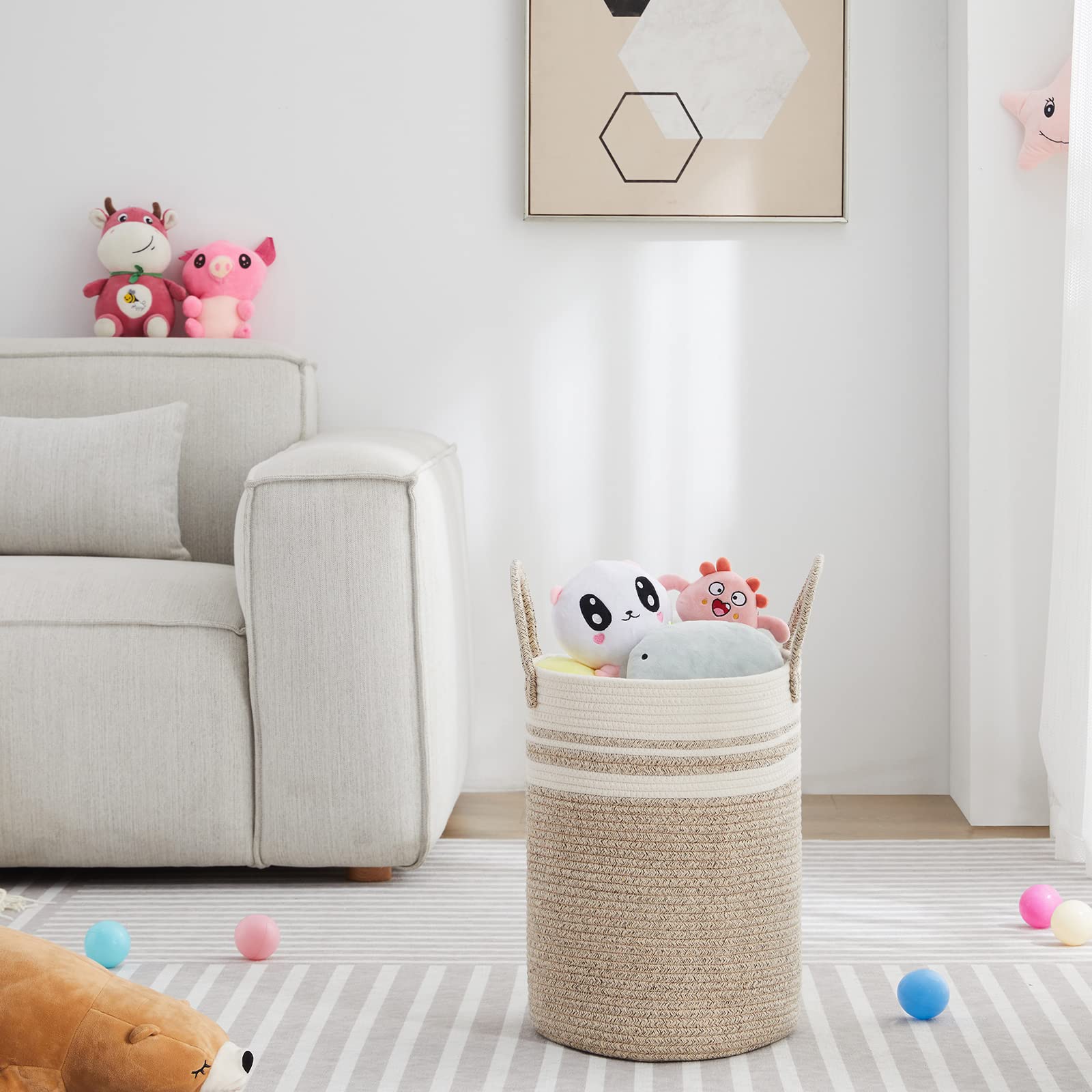 30L Small Woven Laundry Basket Hamper
