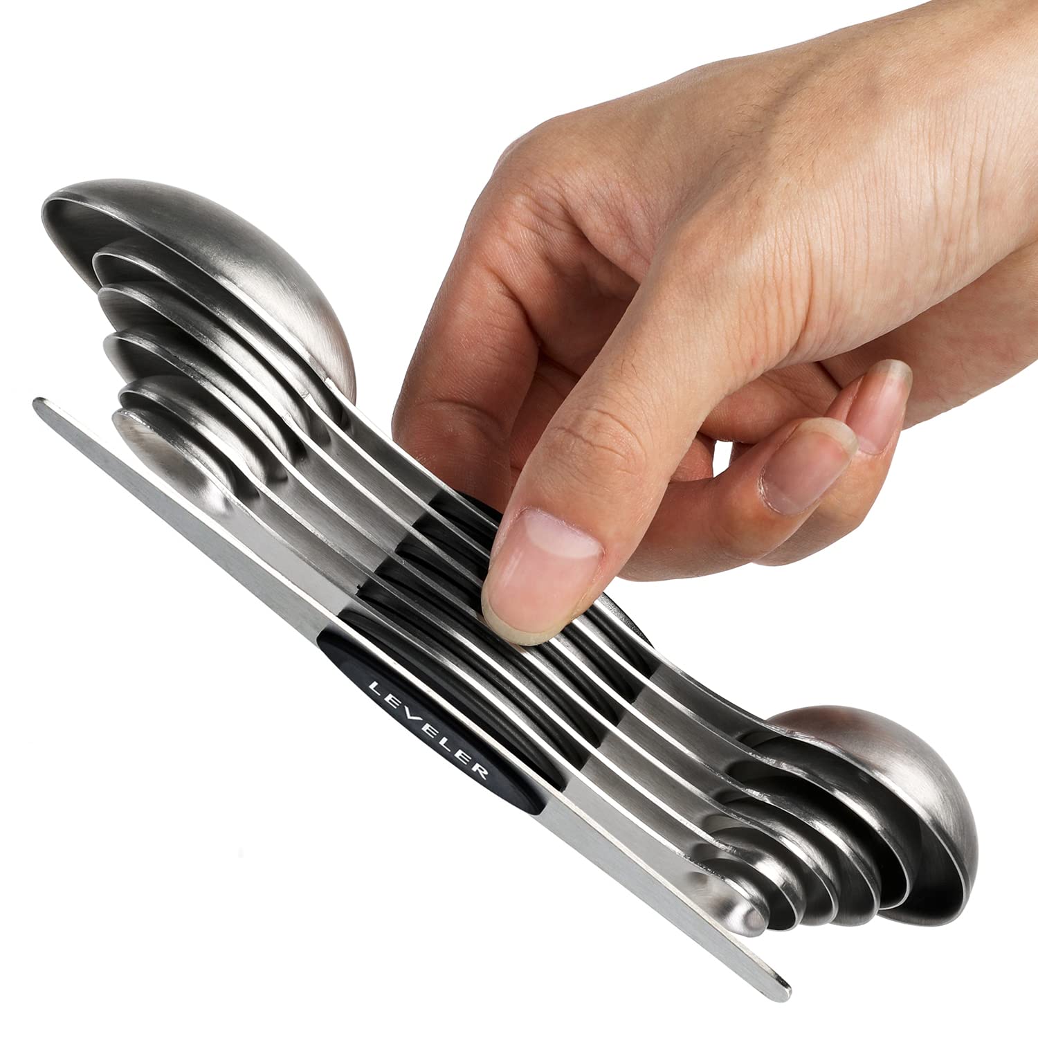 Magnetic Measuring Spoons Set Stainless Steel Dual Sided Stackable Teaspoon