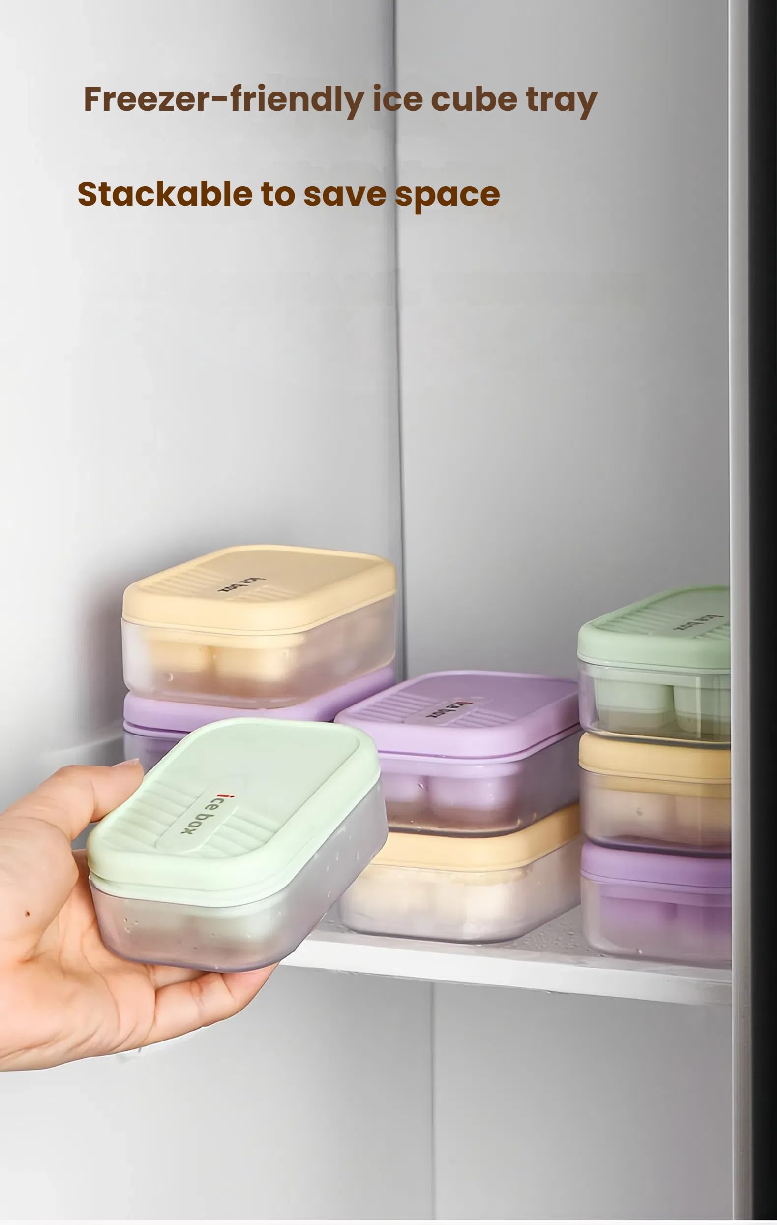 3 pack mini ice cube tray with lid and bin (3 Count)